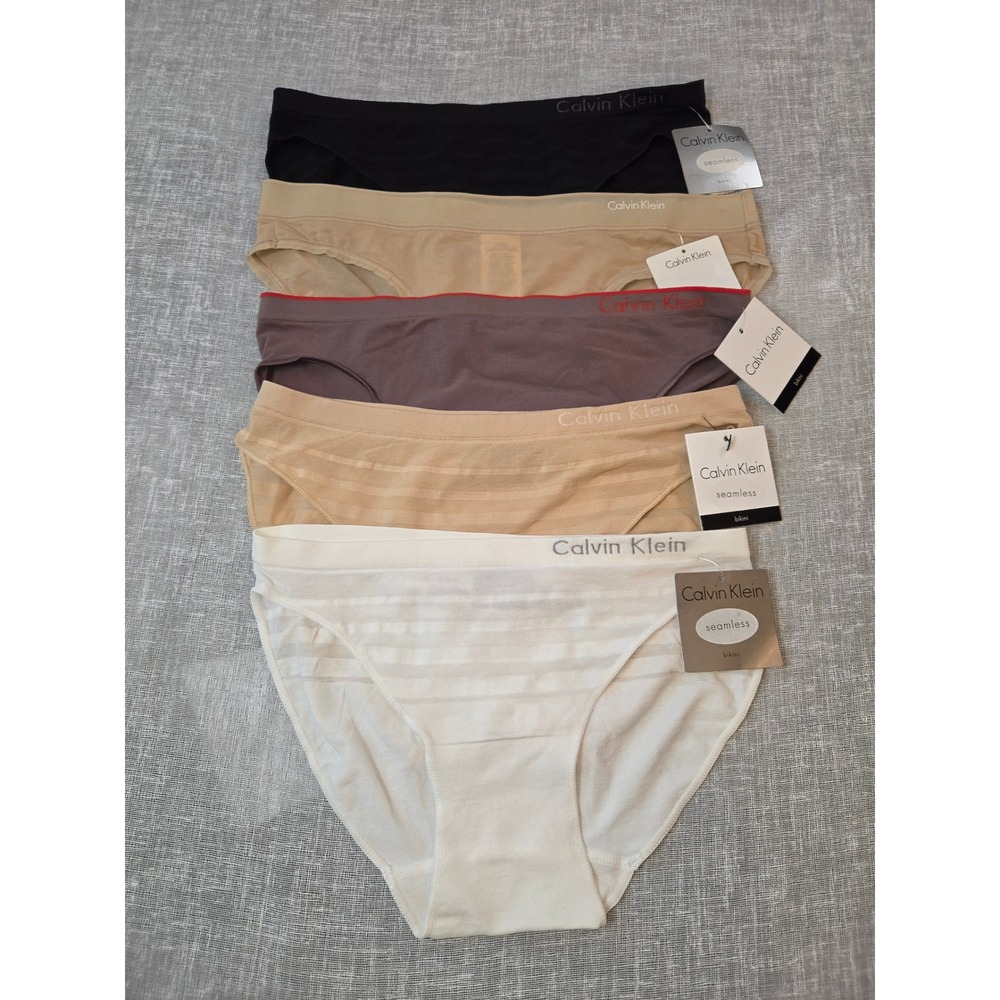 Calvin Klein Women Seamless Bikini Underwear Bundle 5 Pack Neutral Multi Color